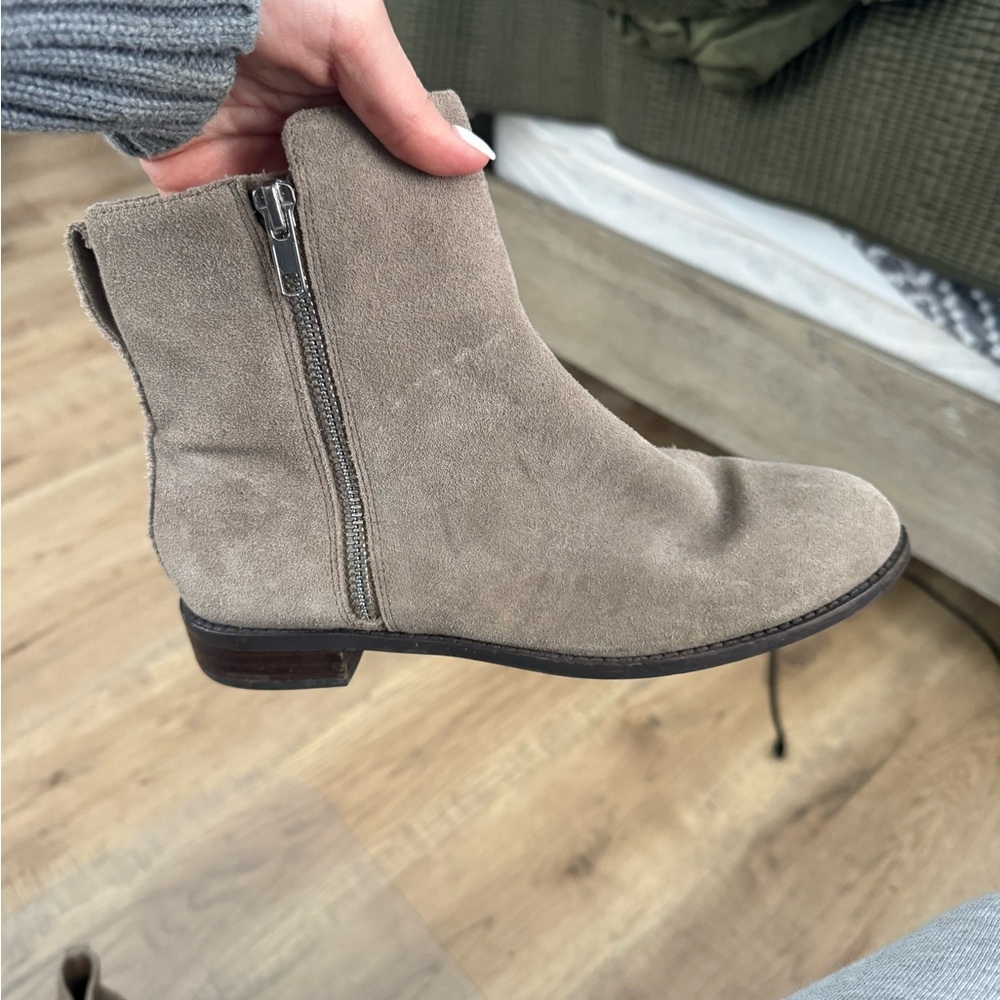 Saks Fifth Avenue Taupe Suede Ankle Booties